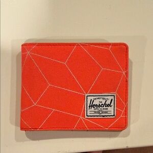 Tan Wallet with Blue Geometric Pattern